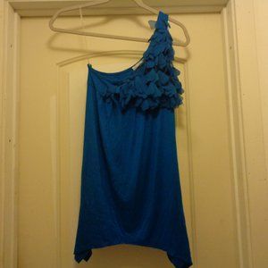 BLEU SEXY 1 SHOULDER RUFFLES BLOUSE M